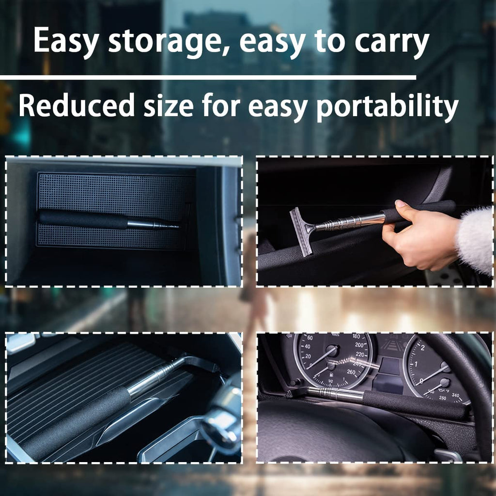 Car Rearview Mirror Wiper, Retractable Auto Glass Squeegee, Water Cleaner with Telescopic Long Rod, Portable Cleaning Tool for All Vehicles, Universal Automotive Accessories (Black)