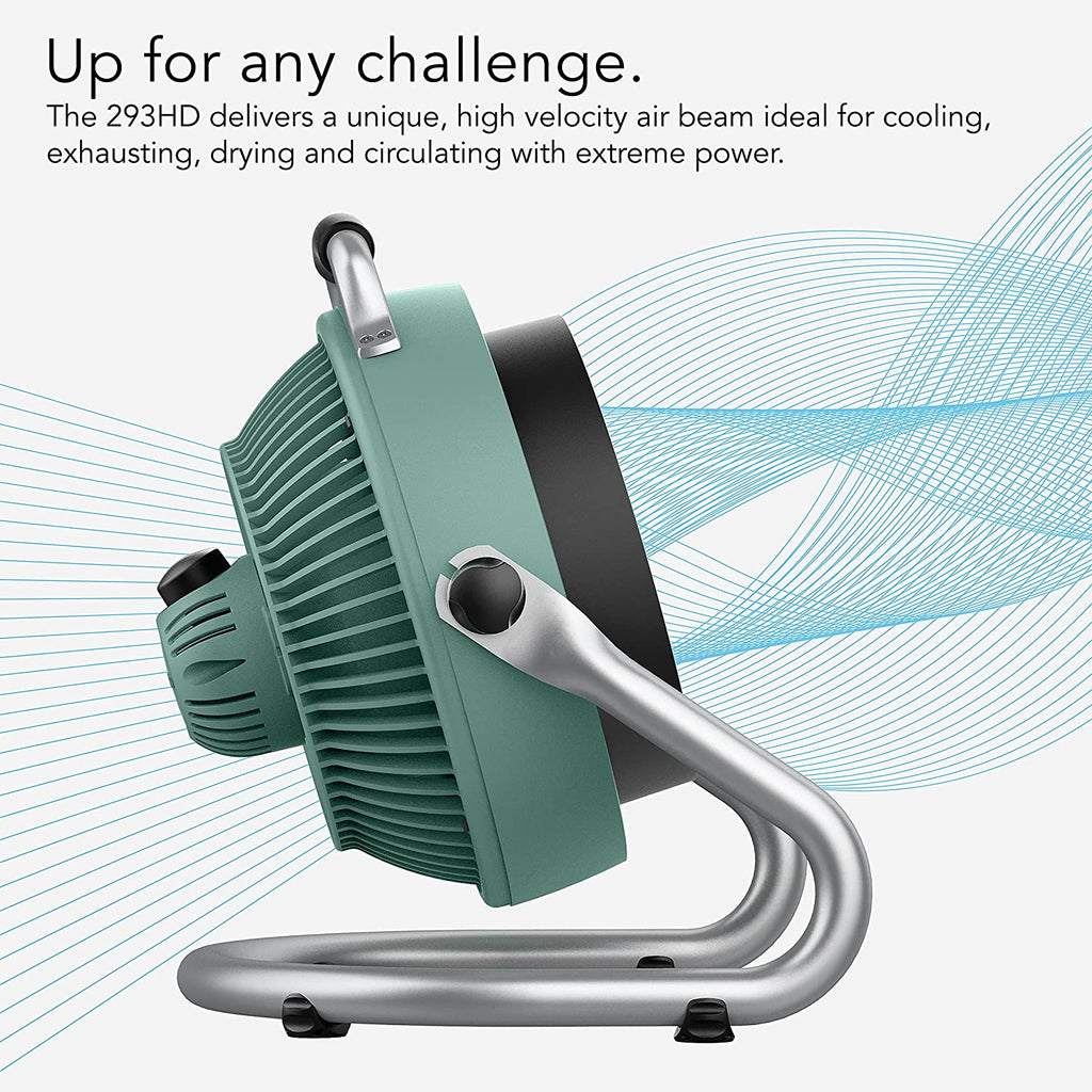 293 Large Heavy Duty Shop Fan, 3 Speed Electric Fan, High Impact Casing, Ip54-Rated Motor, Whole Room Air Circulator, Pivoting Head, Carry Handle, 16” Floor Fan for Bedroom and Garage, Green