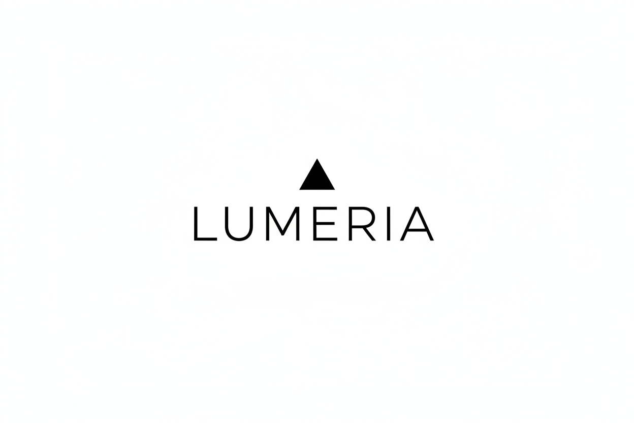 make logo for store - Lumeria in minimalism. Wallpaper - white, text - black